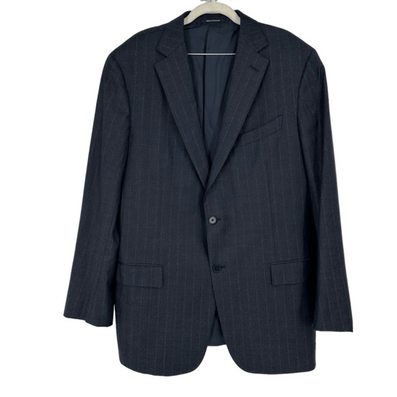Ermenegildo Zegna Men’s Sport Coat 42L Wool Navy Striped Two Buttons Blazer